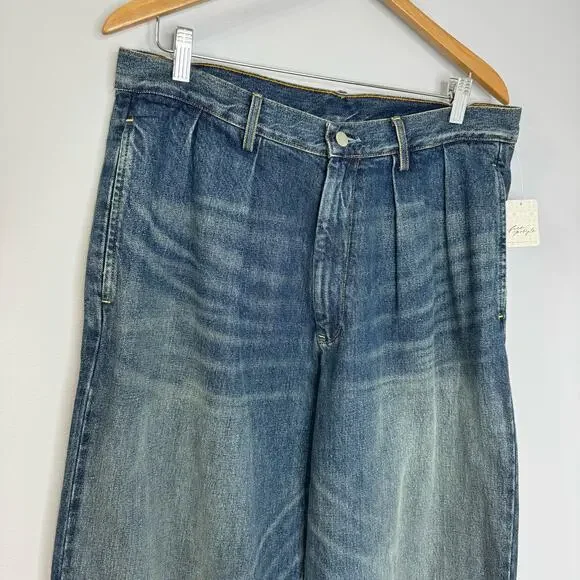 Denimist Free People Blair Double Pleat Jeans Relaxed Fit High Rise Women's 30